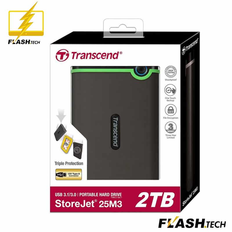 Transcend slim portable hard drive 2TB StoreJet 25M3 USB 3.1
